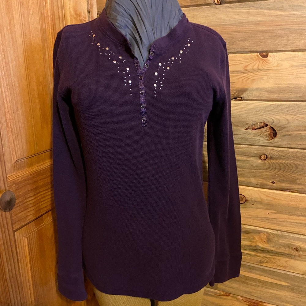 Shyanne purple long sleeved embellished top